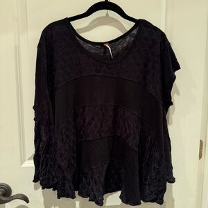 Free People Relaxed Black Women's Scoop Neck Top